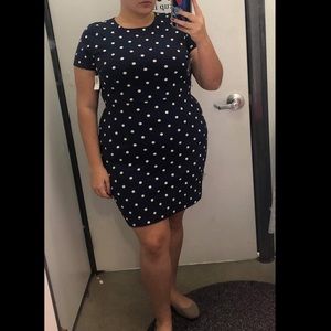 🚫SOLD🚫Navy Blue Polka Dot Body Con Dress